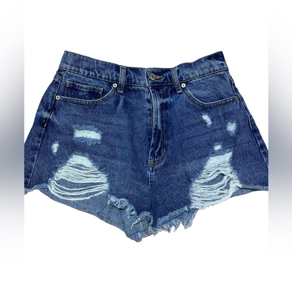 Cute Distressed Denim Shorts Forever 21 Size 30 EUC - Picture 1 of 12